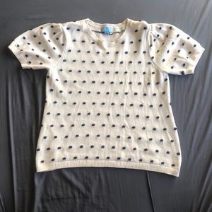 Swiss dot short sleeve sweater
